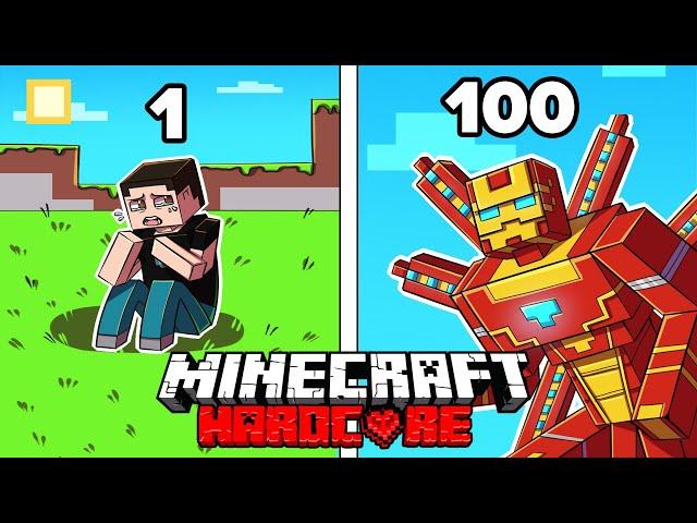 I Survived 100 DAYS as IRON MAN in HARDCORE Minecraft!