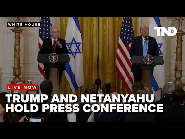 President Donald Trump holds a press conference with the Israeli Prime Minister Benjamin Netanyahu