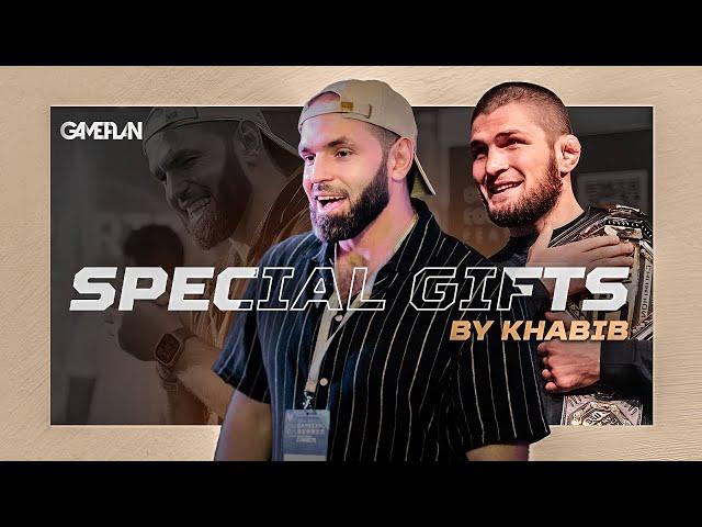 Push-Up Champion: Winning Khabib's Signed Gloves on stage in Dubai.