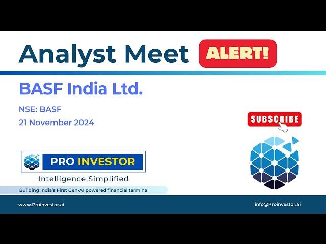 BASF India Limited | Analyst Meet | #basf #analystmeet