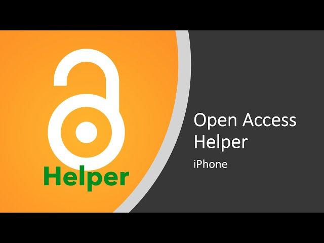 Introduction to Open Access Helper for iPhone / iPad