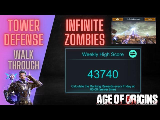 43.7K Tower Defense Walkthrough - Infinite Zombies - Age of Origins - without any A-Bombs