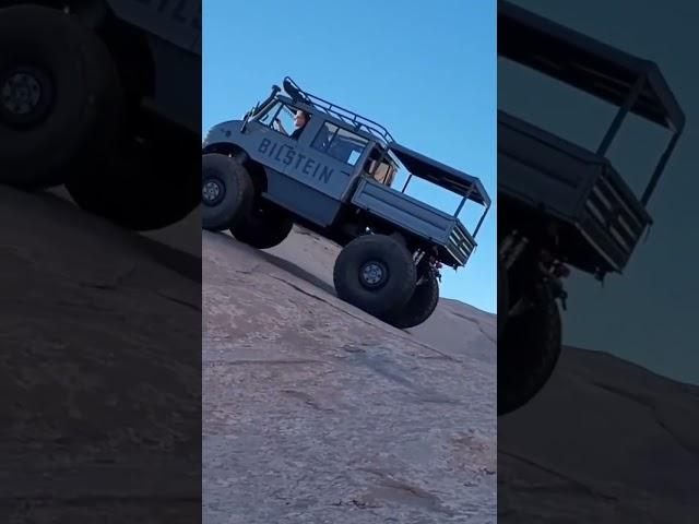 The @bilsteinUS #Unimog built by Hauk Design climbing some #Utah #slickrock  | #shorts