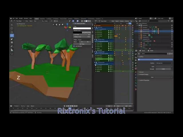 Tutorial for beginner low poli trees with landscape part 2   animating the trees