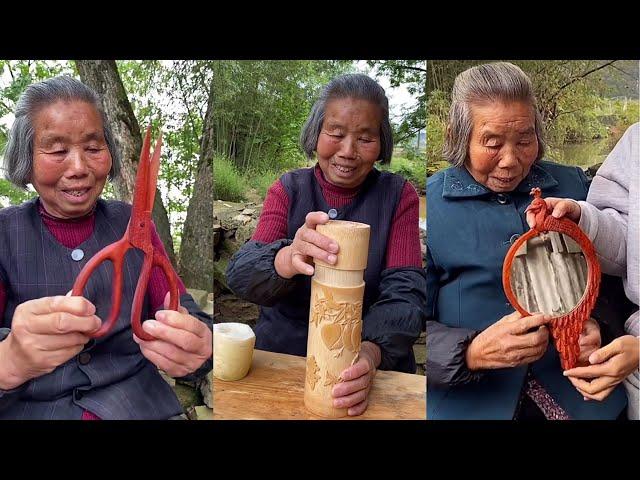 Genius carpenter! Pass a piece of love ‖Making wooden scissors, wooden mirrors, wooden bowls #5