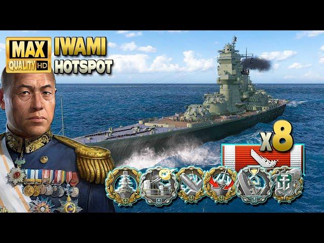 Battleship Iwami: Aggressive play on map Hotspot - World of Warships