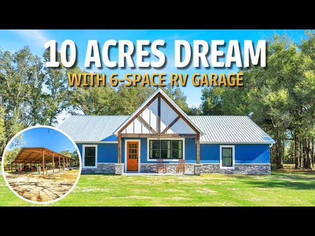 We Toured A RARE FLORIDA Custom Home With 10 ACRES Agricultural Land & 6-Space RV Garage!