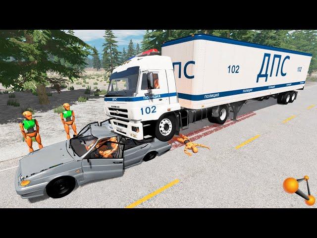 ДАЛЬНОБОЙЩИК С ПОГОНАМИ! КАМАЗ ДПС ПРОТИВ ЛЕГКОВЫХ МАШИН | BeamNG.drive