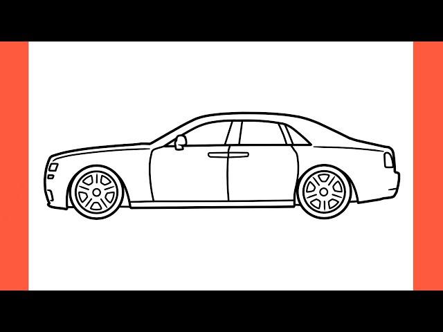 How to draw ROLLS ROYCE GHOST easy / drawing rolls-royce ghost 2012 step by step