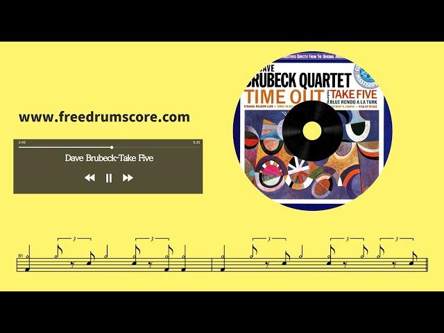 Dave Brubeck-Take Five | Drum Score, Drum Sheet Music