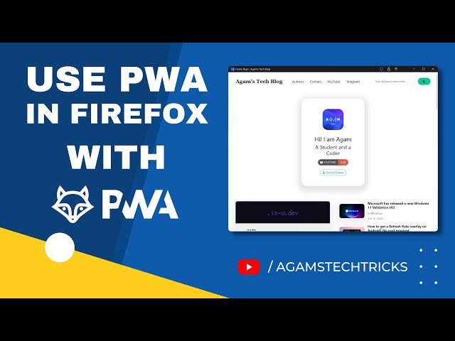 Use Progressive Web Apps (PWAs) in Firefox! | Similar to PWAs in Chrome based browsers