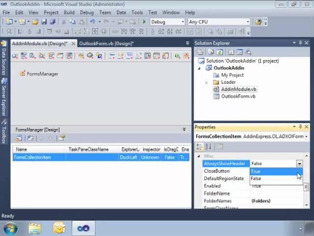 Outlook Explorer regions: DockLeft region (VB.NET, C#)
