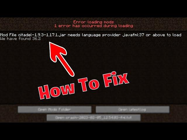 Mod File needs language provider javafml error fix-Minecraft