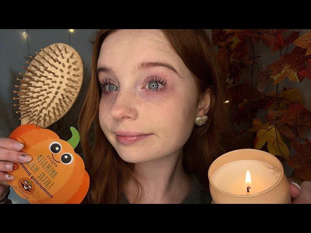 ASMR Cosy Fall Pampering Session ️ (layered sounds & hair brushing)