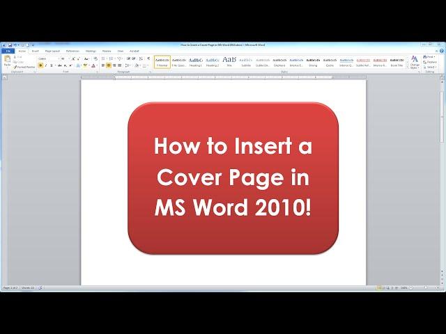 How to Insert a Cover Page in MS Word 2010