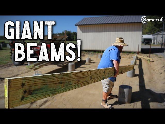 MASSIVE BEAMS for an Elevated Floor Workshop Build