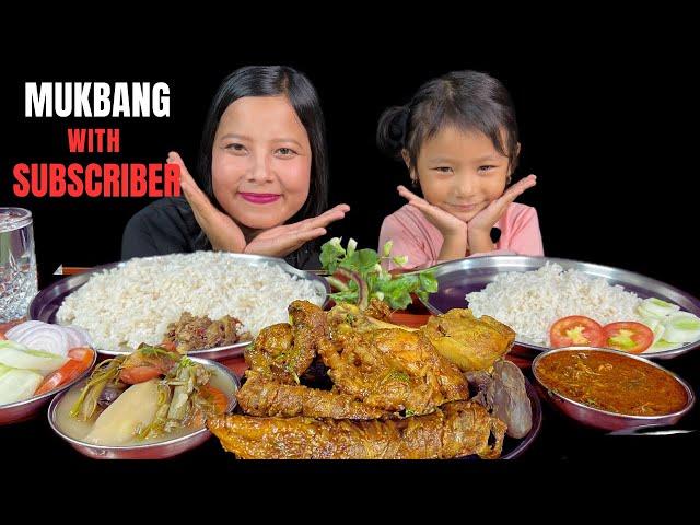 MUKBANG WITH SPECIAL GUEST  SPICY CHICKEN CURRY, VEGETABLES STEW, SALAD 