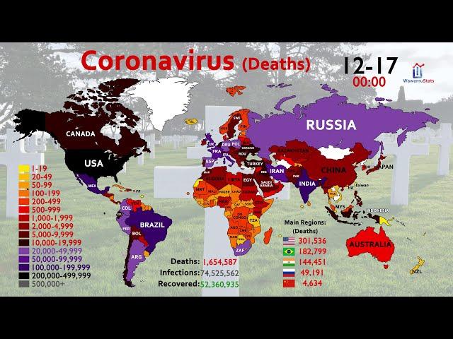 Map Timelapse of Coronavirus (COVID-19) Deaths: Year of 2020