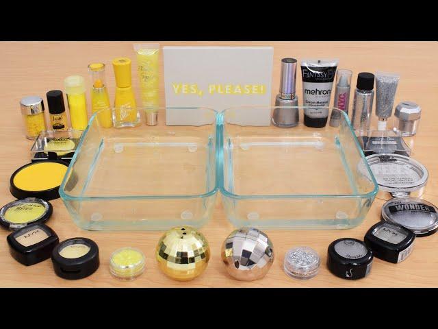 Yellow vs Silver - Mixing Makeup Eyeshadow Into Slime ASMR 354 Satisfying Slime Video