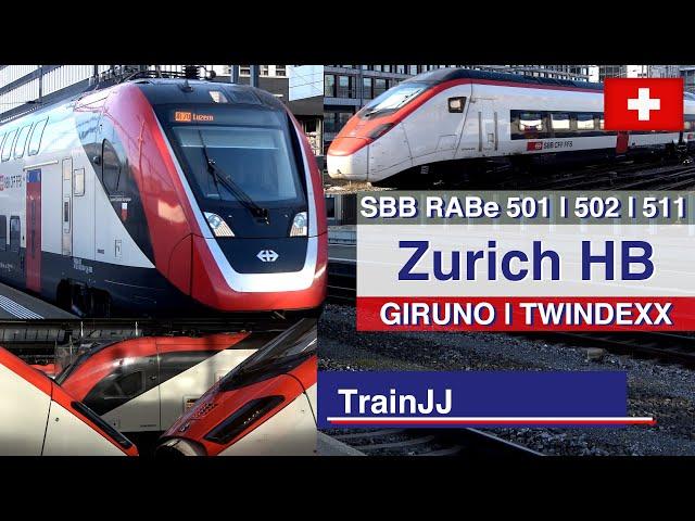 4K Swiss Trains Zurich Hb | SBB RABe 501 Giruno EC 317 | RABe 502 Twindexx Swiss Express | RABe 511