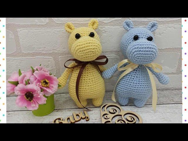 Игрушка-бегемотик вязаная крючком/toy hippo crochet/Spielzeug Nilpferd häkeln