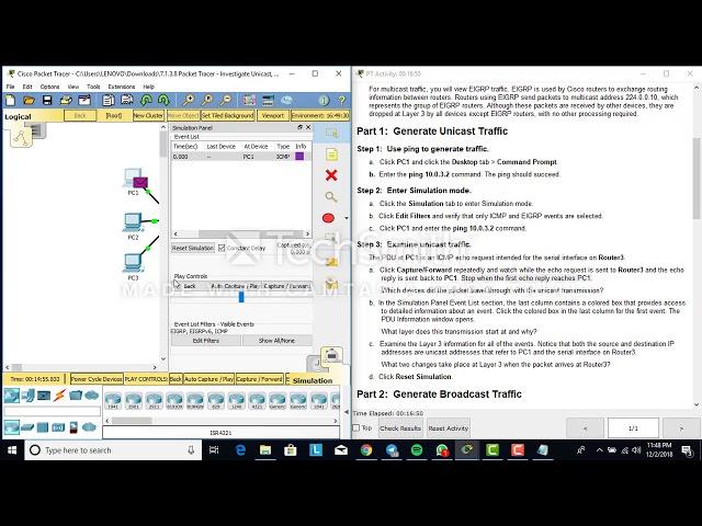 7 1 3 8 Packet Tracer   Investigate Unicast, Broadcast, and Multicast Traffic