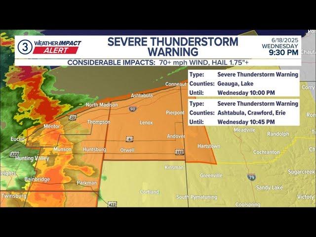 Weather Impact Alert | Severe weather alerts remain in Northeast Ohio following tornado warnings