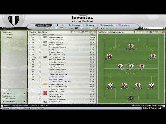 FM 2008 | Sarri ball Matchday 1| Juventus VS Lazio