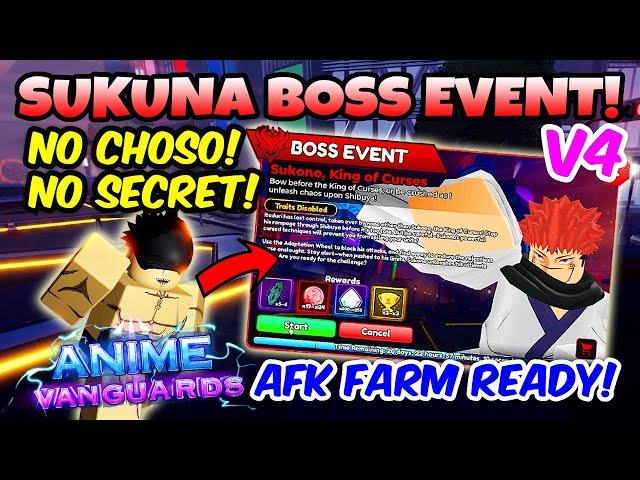 (AFK READY v4) How To Beat Sukuna Boss Rush Event Farm (NO CHOSO / NO SECRET) in Anime Vanguards!