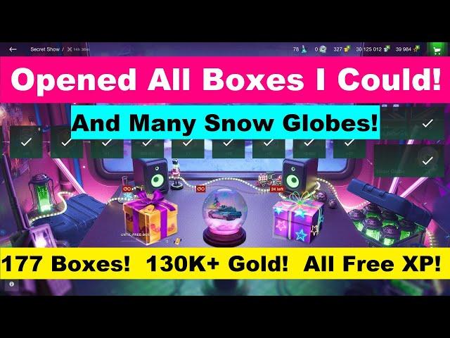 WoT Blitz Lion Tank Event - Opening Snow Globes & Boxes of Presents on all accounts! WON TOP TANKS!!