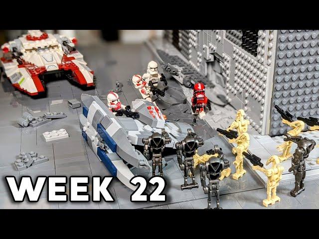 Building Coruscant In LEGO Week 22: Adding An Interior To The Armory And Battle Damage To The Road!