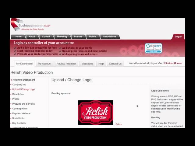 How To Upload And Change Your Logo in the Businessmagnet Manage Account Section