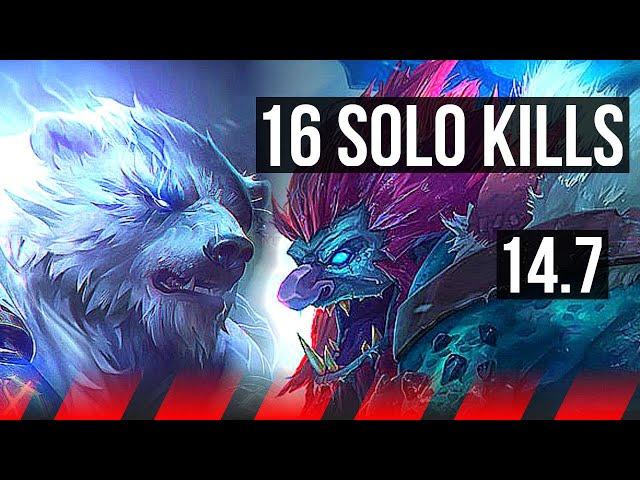 VOLIBEAR vs TRUNDLE (TOP) | 16 solo kills, 41k DMG, 400+ games, Godlike | KR Master | 14.7