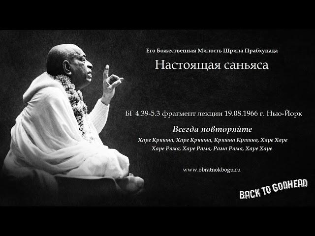 Шрила Прабхупада - Настоящая саньяса (БГ 4.39-5.3 фрагмент лекции 19.08.1966 г. Нью-Йорк)