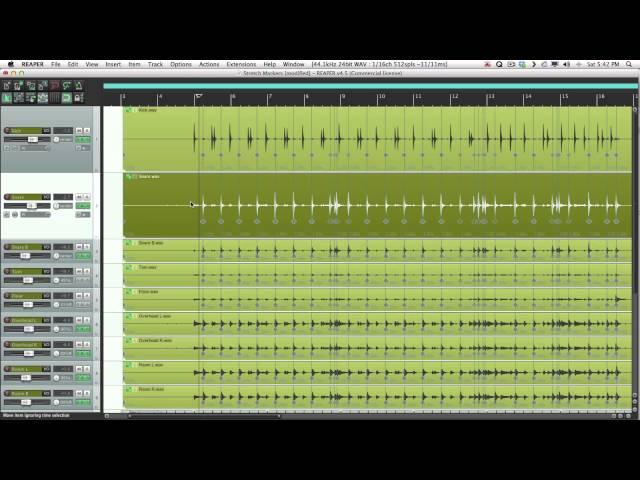 Reaper: Drums quantize with stretch markers