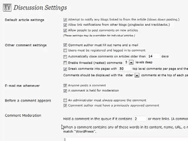 wp - discussion settings