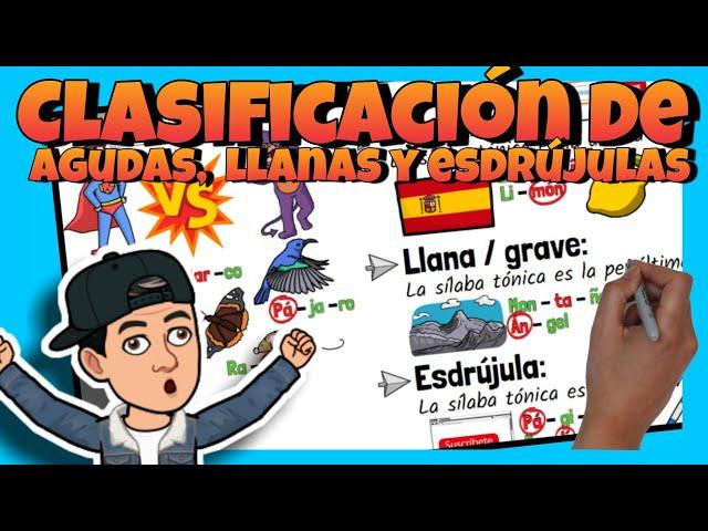  CLASIFICACIÓN de palabras AGUDAS, LLANAS o GRAVES y ESDRÚJULAS para NIÑOS