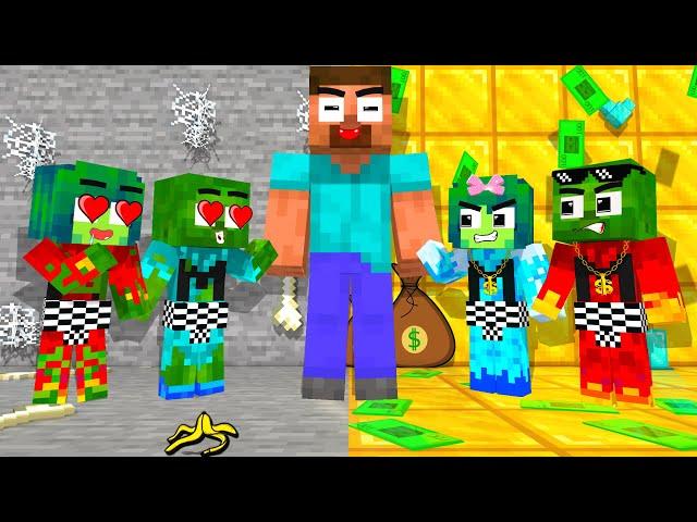 Monster School : Zombie x Squid Game RICH vs POOR FRIENDS - Minecraft Animation