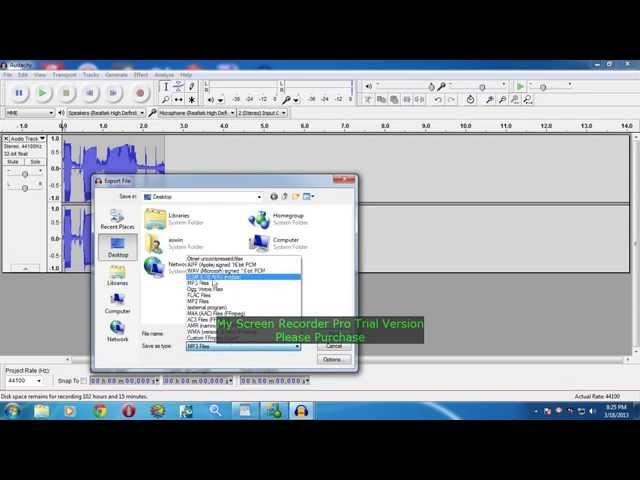 How to change audacity file to mp3 file