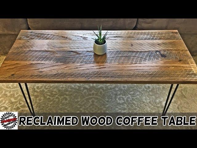 Reclaimed White Oak Coffee Table with Hairpin Legs