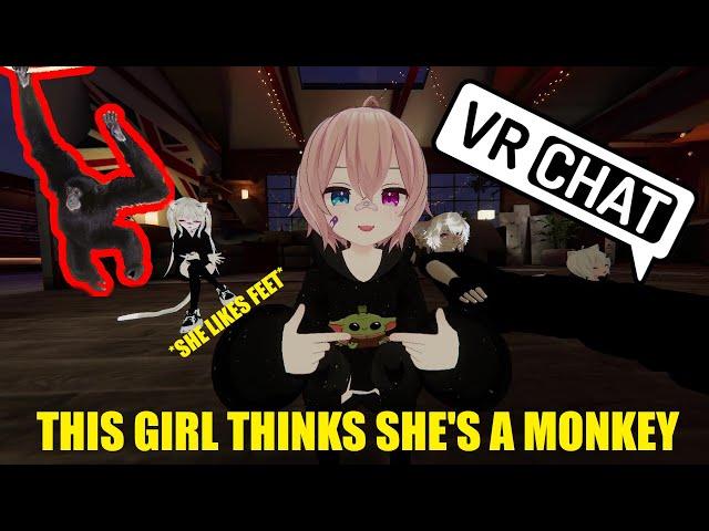 This girl thinks she's a monkey, looking for pictures of gorilla feet - VRChat