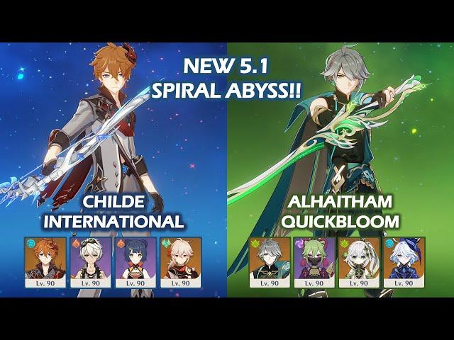 NEW 5.1 Spiral Abyss!! Childe International & Alhaitham quickbloom Floor 12 Genshin Impact