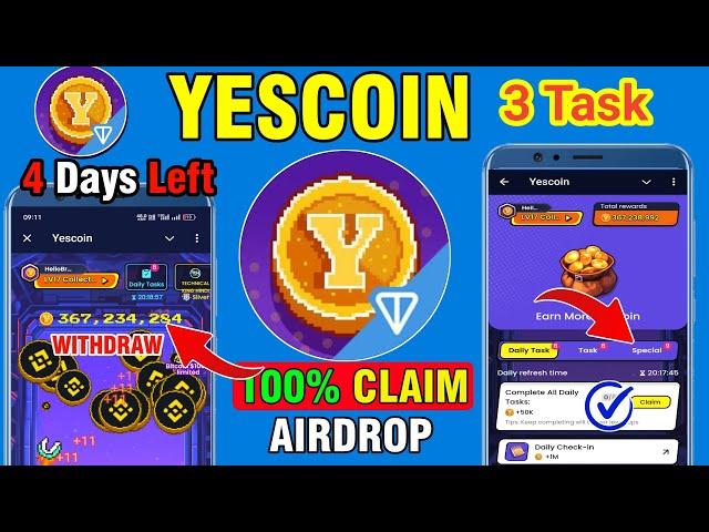 Yescoin 100% AirDrop Claim 4 Tasks | Yescoin Airdrop Withdrawal Now