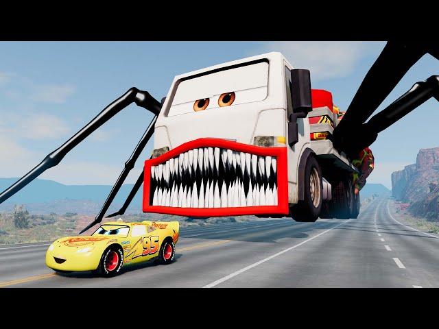 Epic escape from Lightning McQueen Eater, Truck Eater, Spiral McQueen Eater |BeamNG.Drive