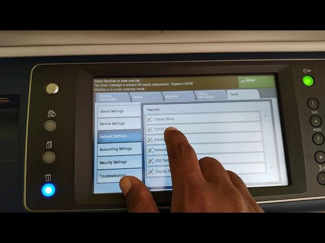 How to change  xerox 7545 ip address