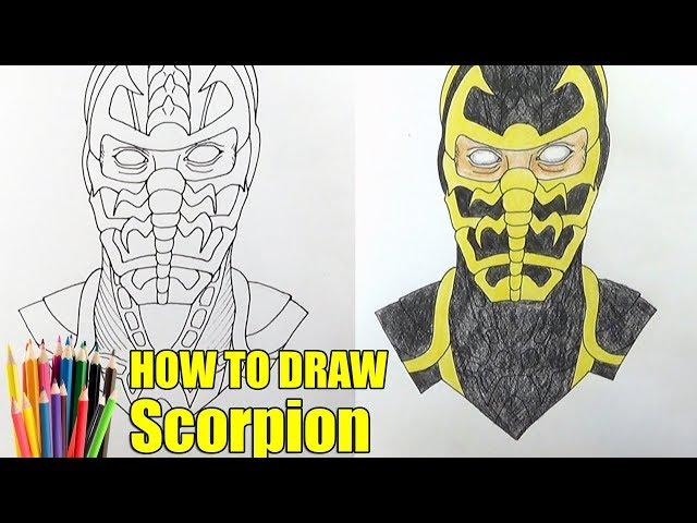 How to draw Scorpion, Mortal Kombat, Как нарисовать Скорпиона, Мортал Комбат