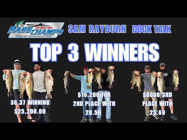 We interview the top 3 Bass Champs winners on Sam Rayburn March 1st 2025!