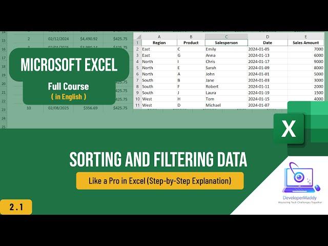 Part 2.1: Sorting and Filtering Data Like a Pro in Excel (Step-by-Step Explanation)