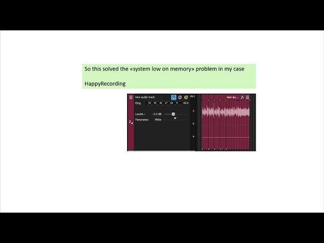 SONY VEGAS (17) Fix Records "System low on Memory" / Aufnahme "System nicht genügend Speicher"