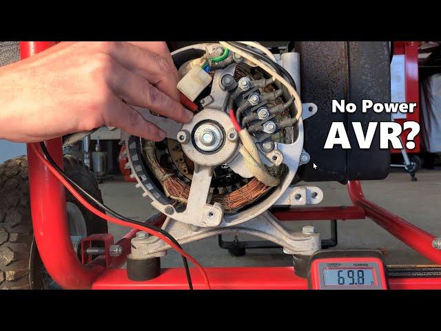 Troubleshooting Generator With No Power Output - AVR and Brush Replacement - Flashing the Field